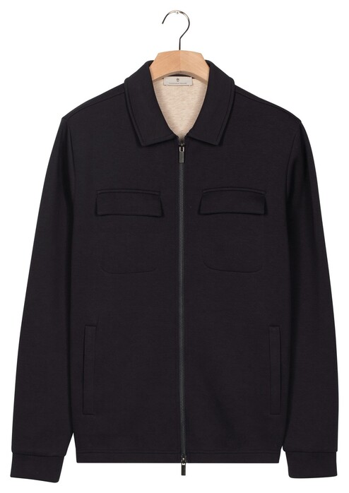 Thomas Maine Sweat Full Zip Double Chestpocket Vest Navy