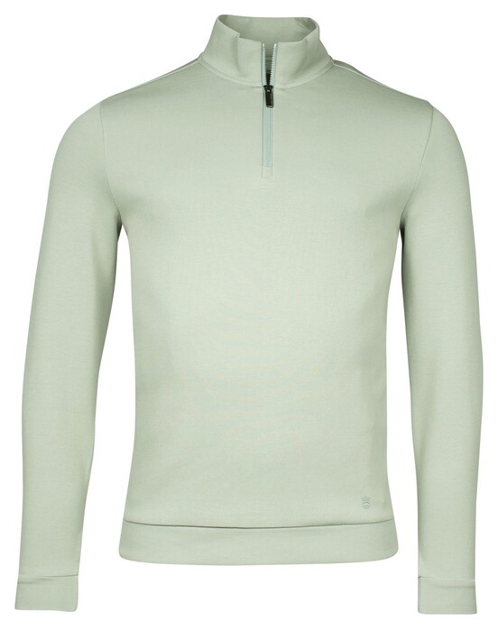 Thomas Maine Sweat Half Zip Doubleface Trui Dusty Green
