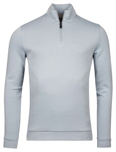 Thomas Maine Sweat Half Zip Doubleface Trui Licht Blauw