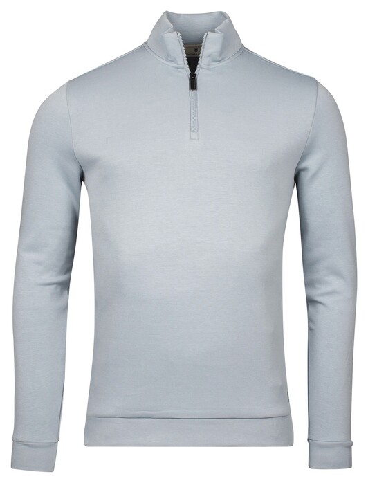 Thomas Maine Sweat Half Zip Doubleface Trui Licht Blauw