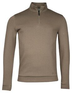 Thomas Maine Sweat Half Zip Doubleface Trui Taupe