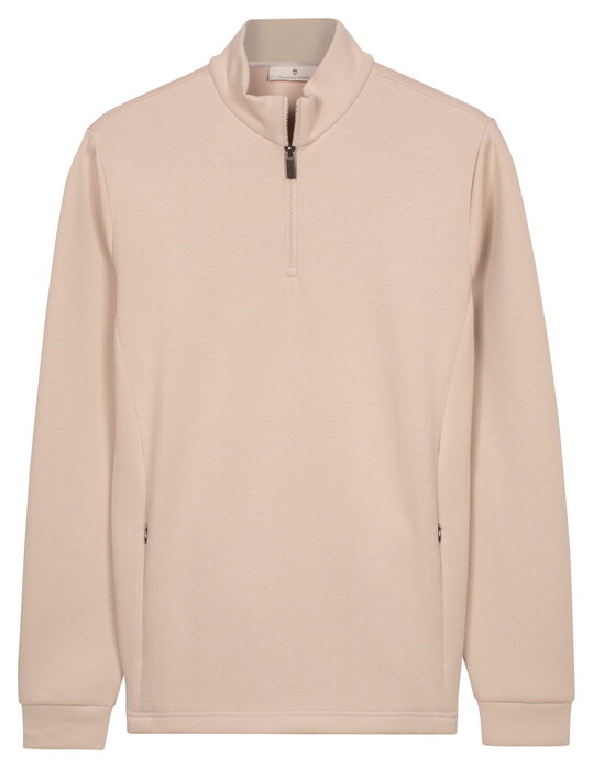 Thomas Maine Sweatshirt Half Zip Doubleface Interlock Trui Kitt