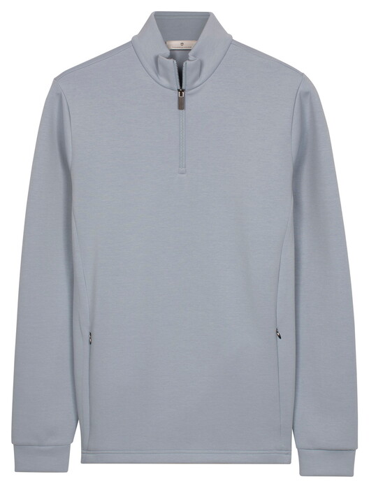 Thomas Maine Sweatshirt Half Zip Doubleface Interlock Trui Licht Blauw