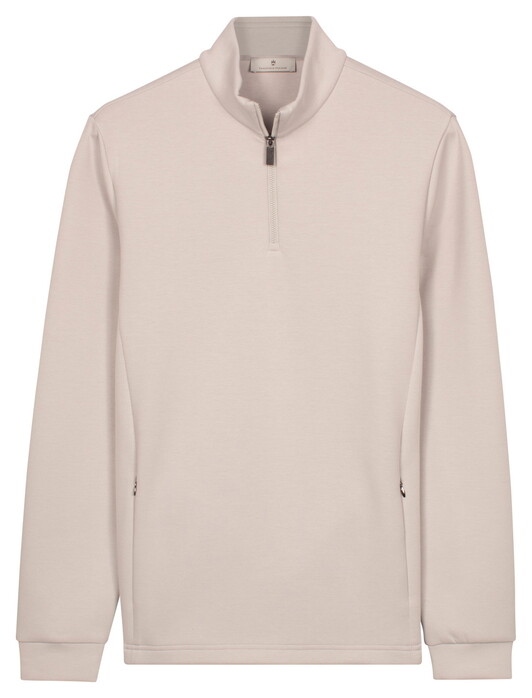 Thomas Maine Sweatshirt Half Zip Doubleface Interlock Trui Licht Grijs