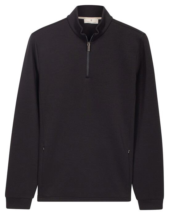Thomas Maine Sweatshirt Half Zip Doubleface Interlock Trui Navy