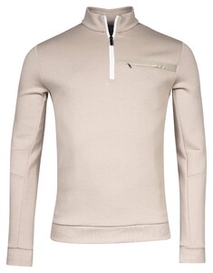 Thomas Maine Sweatshirt Half Zip Doubleface Trui Greige