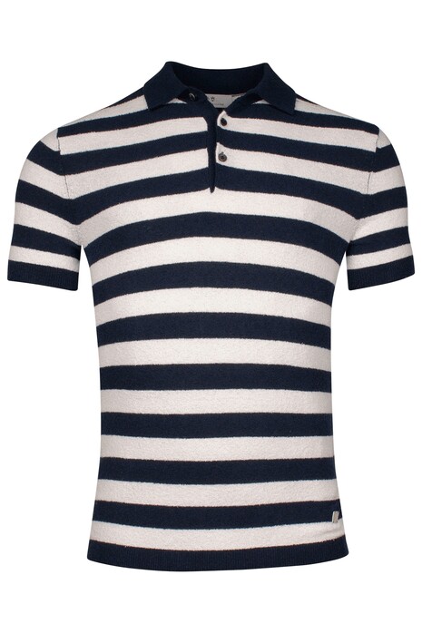 Thomas Maine Terry Cloth Knitted Short Sleeve Polo Ink Blue