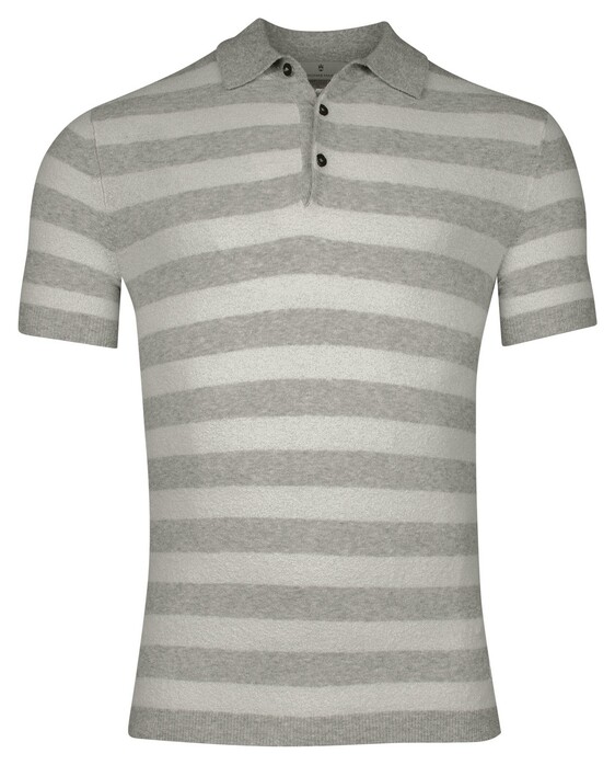 Thomas Maine Terry Cloth Knitted Short Sleeve Polo Licht Grijs