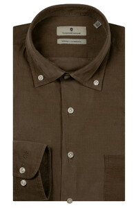 Thomas Maine Torino Button-Down Fine Cotton Babycord Overhemd Olive