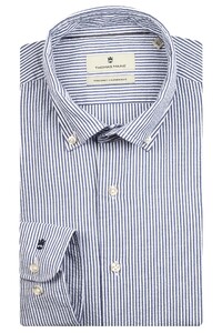 Thomas Maine Torino Button Down Fine Stripes Seersucker Shirt Navy