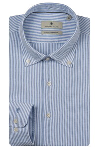Thomas Maine Torino Button-Down Washed Oxford Stripe Overhemd Blauw