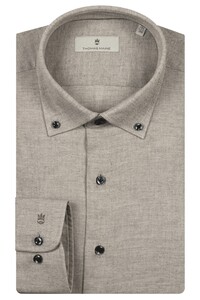 Thomas Maine Torino Button Down Yarn Dyed Flanel Twill Overhemd Grijs