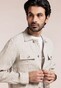 Thomas Maine Trento Uni Color Linen Large Buttons Overshirt Light Taupe