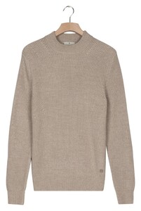 Thomas Maine Turtle Neck Half Cardigan Stitch Elastan Plated Melange Color Trui Beige