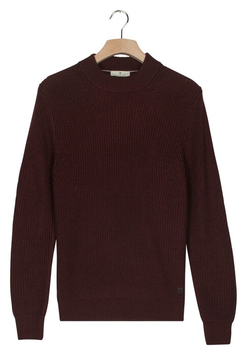 Thomas Maine Turtle Neck Half Cardigan Stitch Elastan Plated Melange Color Trui Bordeaux
