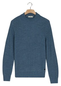 Thomas Maine Turtle Neck Half Cardigan Stitch Elastan Plated Melange Color Trui Light Denim