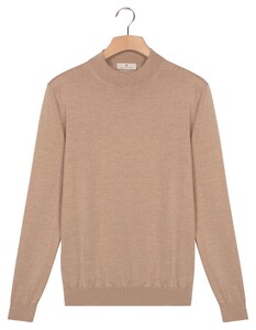 Thomas Maine Turtle Neck Merino Single Knit Subtle Melange Trui Licht Beige