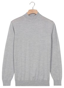 Thomas Maine Turtle Neck Merino Single Knit Subtle Melange Trui Licht Grijs