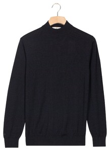 Thomas Maine Turtle Neck Merino Single Knit Subtle Melange Trui Navy