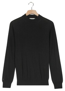 Thomas Maine Turtle Neck Merino Single Knit Subtle Melange Trui Zwart