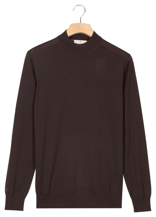 Thomas Maine Turtle Neck Pullover Subtle Melange Color Single Knit Trui Bruin