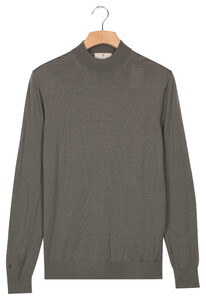 Thomas Maine Turtle Neck Pullover Subtle Melange Color Single Knit Trui Grijsgroen