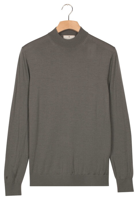 Thomas Maine Turtle Neck Pullover Subtle Melange Color Single Knit Trui Grijsgroen