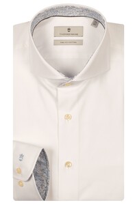 Thomas Maine Two-Ply Twill Subtle Feather Pattern Contrast Bari Cutaway Overhemd Wit-Blauw