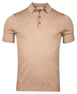 Thomas Maine Uni Color Fine Merino Single Knit Polo Beige
