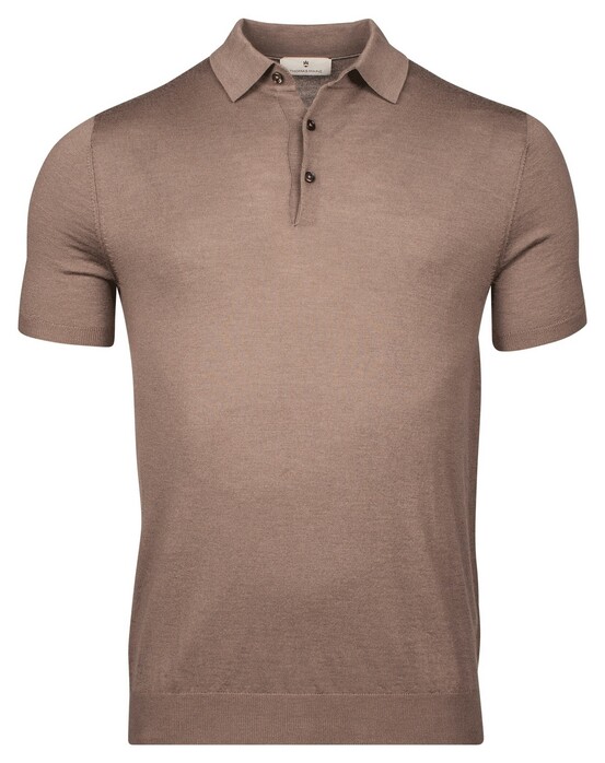 Thomas Maine Uni Color Fine Merino Single Knit Polo Greige