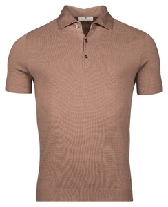 Thomas Maine Uni Color Half Milano Knit Poloshirt Greige