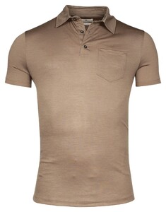 Thomas Maine Uni Color Merino Wool Jersey Short Sleeve Poloshirt Greige