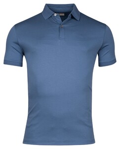 Thomas Maine Uni Color Soft Liquid Cotton Short Sleeve Polo Jeans Blauw