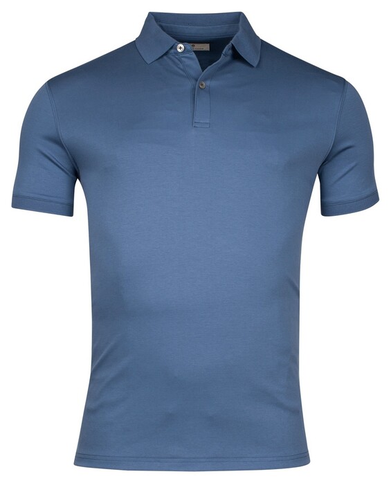 Thomas Maine Uni Color Soft Liquid Cotton Short Sleeve Polo Jeans Blauw