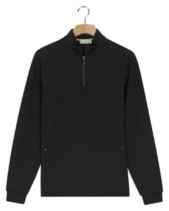 Thomas Maine Uni Color Sweat Half Zip Trui Zwart