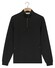 Thomas Maine Uni Color Sweat Half Zip Trui Zwart