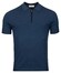 Thomas Maine Uni Color Zip Collar Merino Wool Blend Single Knit And Mesh Knit Polo Indigo