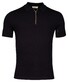 Thomas Maine Uni Color Zip Collar Merino Wool Blend Single Knit And Mesh Knit Polo Navy