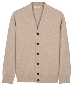 Thomas Maine V-Neck Buttons Single Knit Cardigan Warm Grey Melange