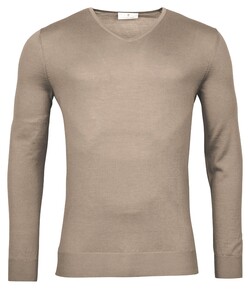 Thomas Maine V-Neck Single Knit Merino Wool Trui Jute