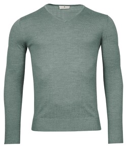 Thomas Maine V-Neck Single Knit Merino Wool Trui Petrol Green