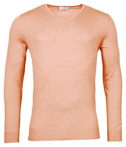 Thomas Maine V-Neck Single Knit Merino Wool Trui Soft Coral