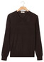 Thomas Maine V-Neck Single Knit Subtle Mélange Merino Wool Trui Bruin
