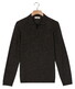 Thomas Maine Zip Collar Long Sleeve Merino Wool Single Knit Trui Antraciet Melange