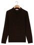 Thomas Maine Zip Collar Long Sleeve Merino Wool Single Knit Trui Bruin