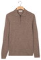 Thomas Maine Zip Collar Long Sleeve Merino Wool Single Knit Trui Taupe