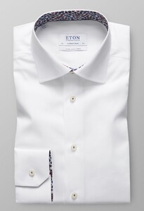 Eton Sleeve 7 Contrast Poplin Wit